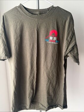 Olive Short-Sleeve Graphic Tee with Fuji Logo